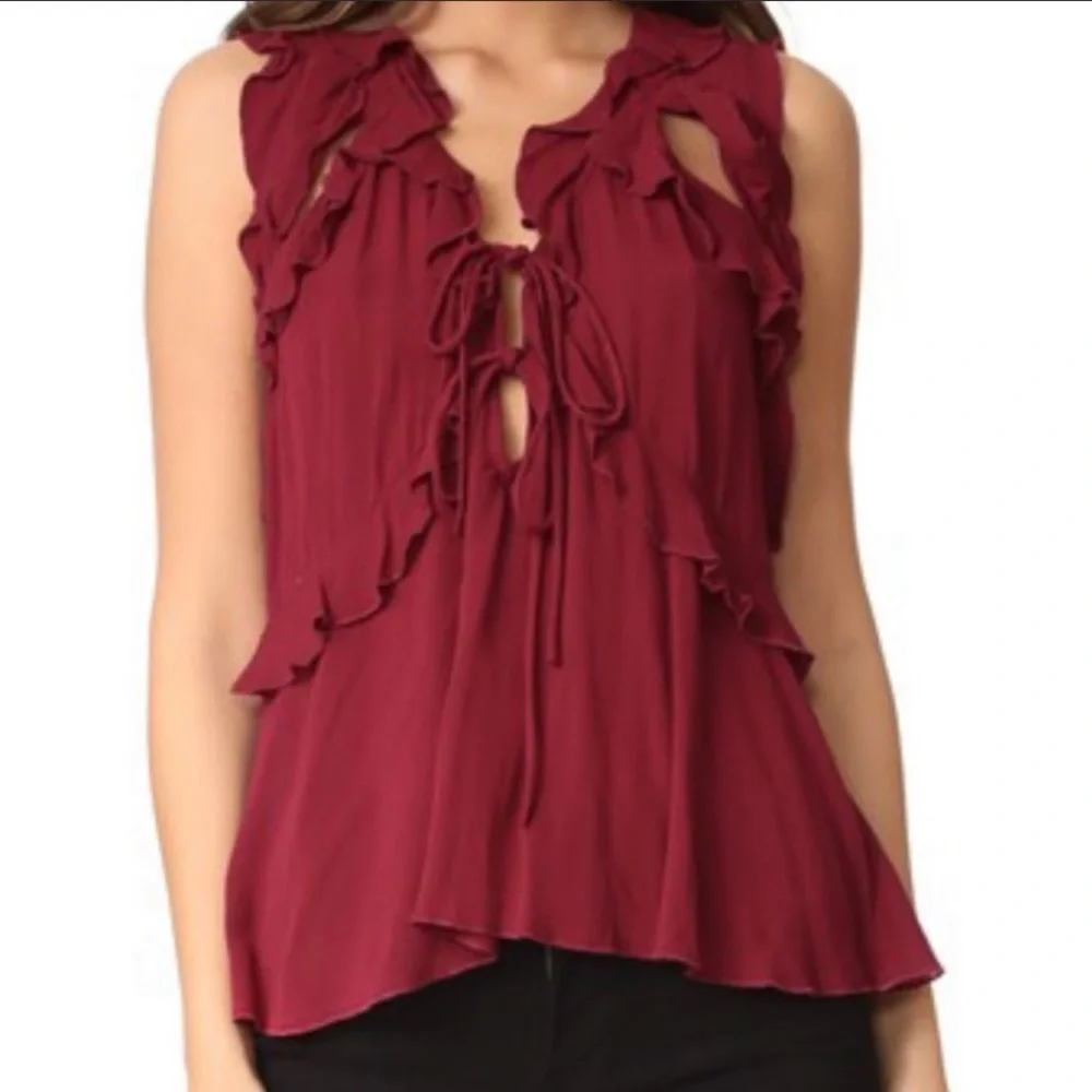 IRO Red Ruffle Top - Picture 2 of 11